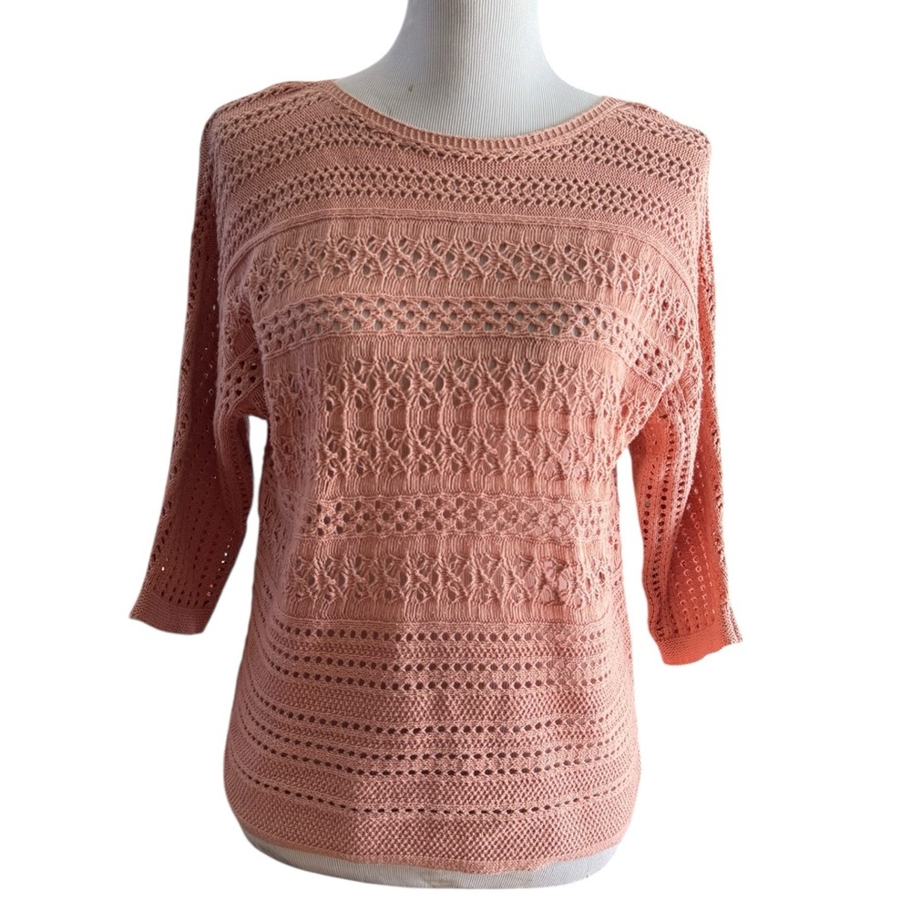 🌼5 for 25🌼 Andrea Jovine Peach Textured Sweater Top Size S